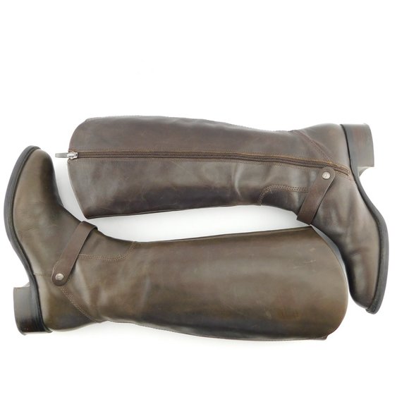 VIA SPIGA Brown Leather Riding Style Block Heel Tall Boots 8.5 - Picture 5 of 10